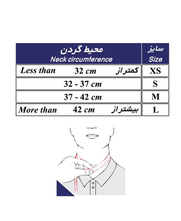 سایزبندی گردنبند نیمه سخت طب و صنعت
